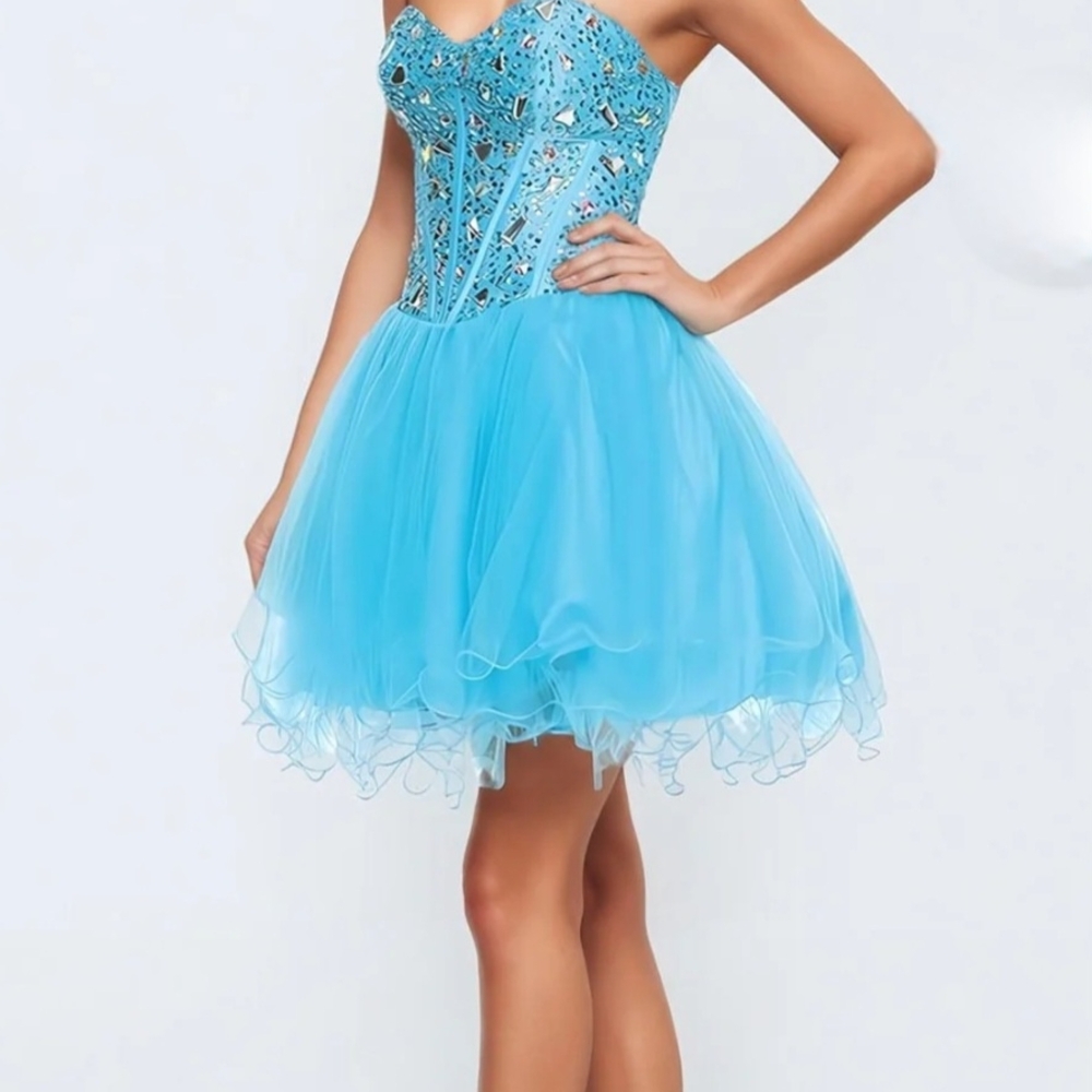 Turquoise Mirror Bustier Short Dress Size 2XL
